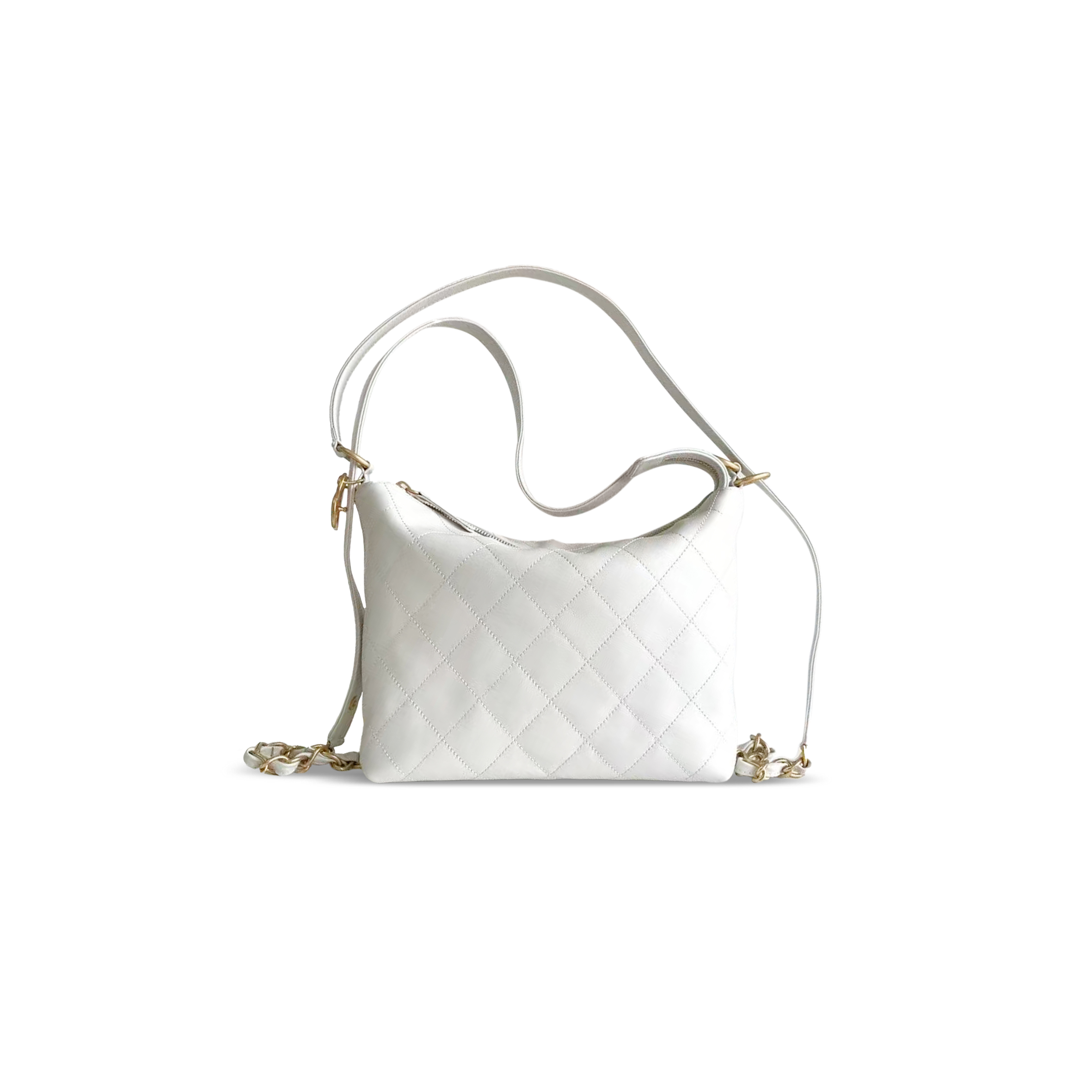 CHANEL MEDIUM BACKPACK CALFSKIN & GOLD-TONE METAL WHITE 306621 (31*20*8.5cm)